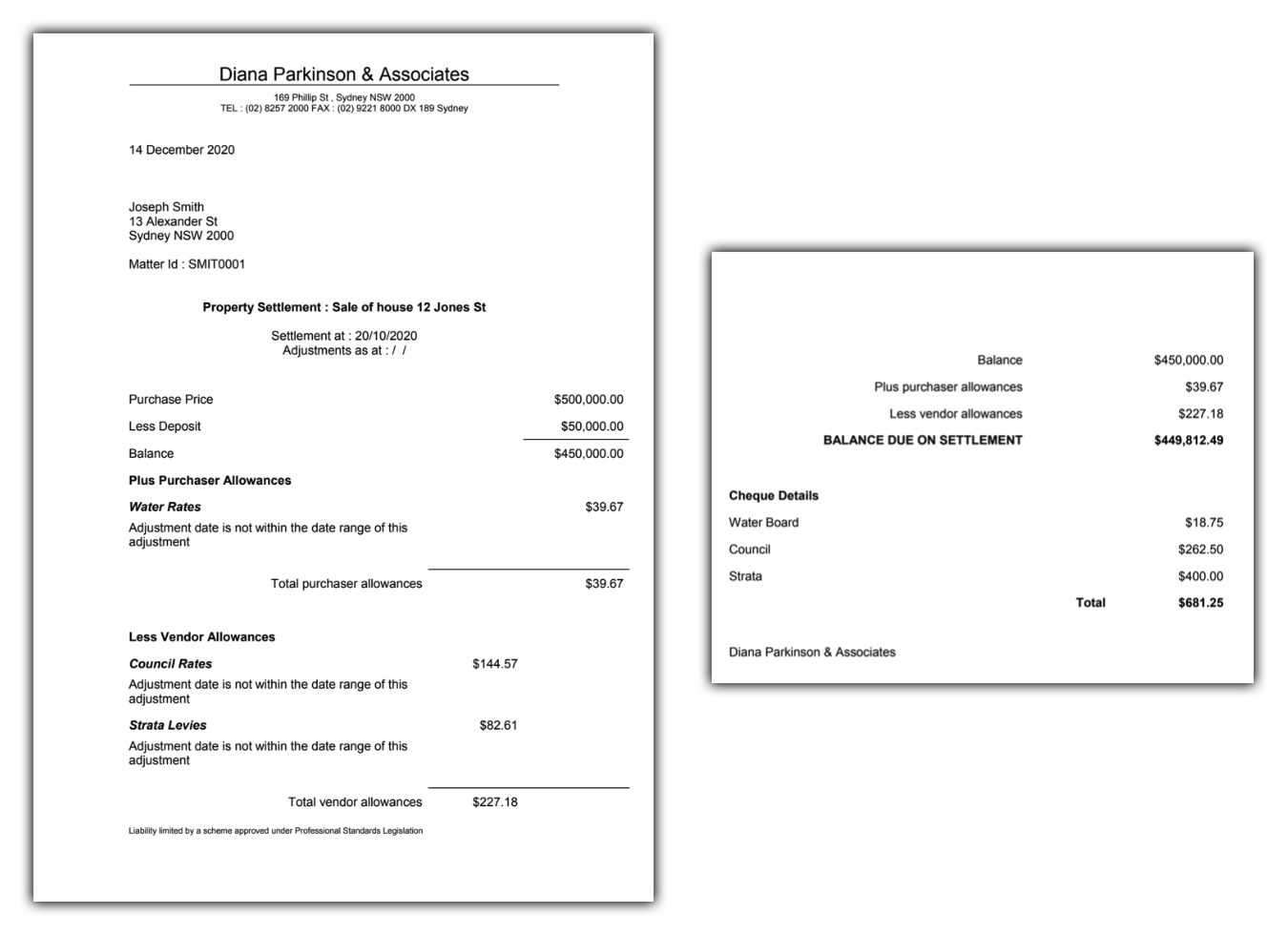 Settlement Calculator